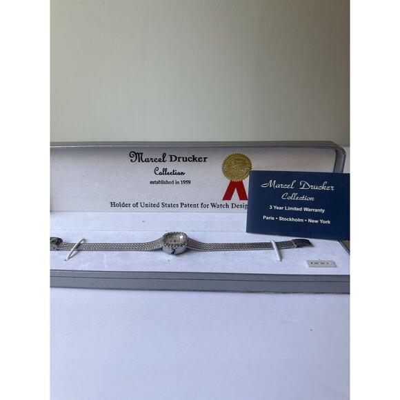 Marcel Drucker Watch Silver Quarts And Diamond Boarder With Stainless Steel - Picture 5 of 12